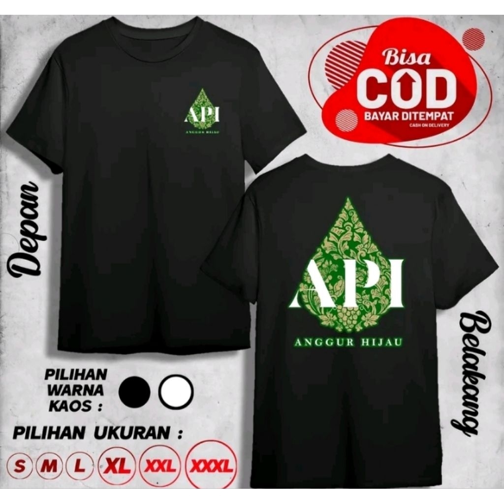 Kaos sablon  API anggur hijau t-shirts distro unisex katun bahan adem
