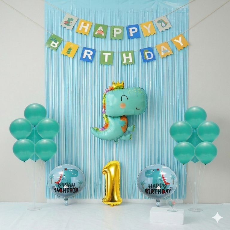 Set Ultah Dekorasi Balon Ulang Tahun Anak Laki Laki Perempuan Tema Kartun Dinosaurus