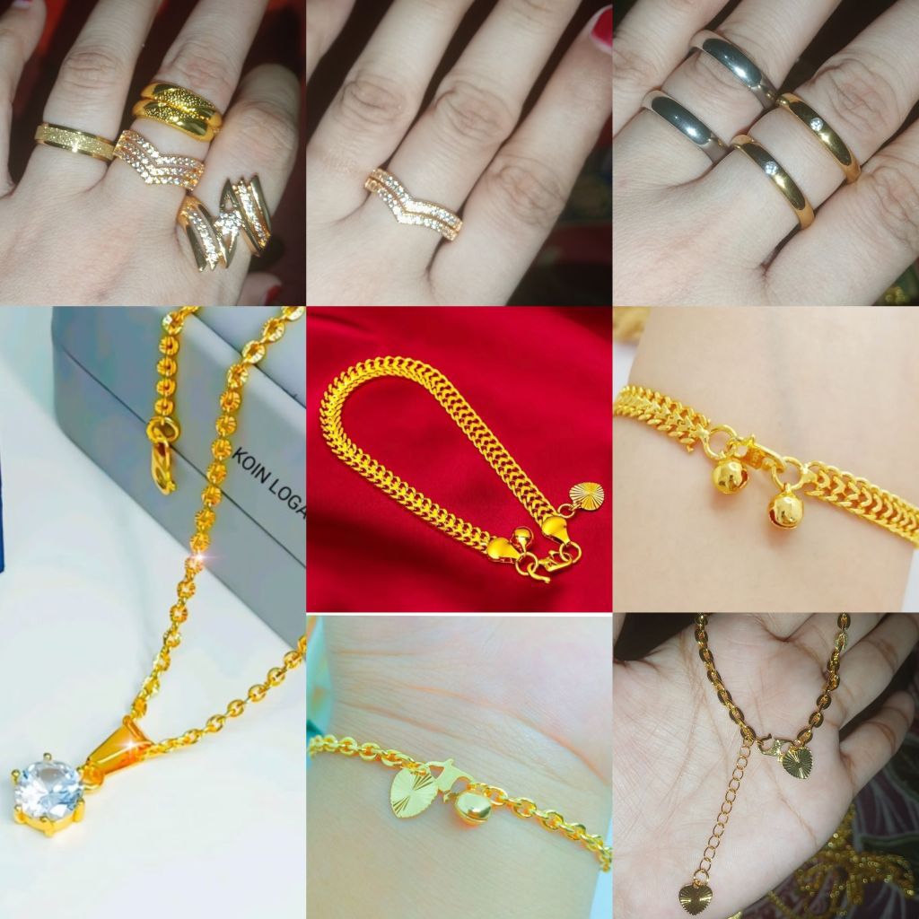 Perhiasan 1set Kalung . Gelang . Cincin Anti Gatal Iritasi . Karna Terbuat Dari Uang Koin Logam Asli