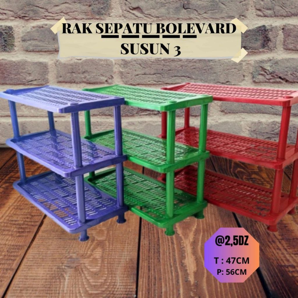 RAK SEPATU 3 SUSUN/RAK SEPATU 4 SUSUN RAK SERBAGUNA RAK SEPATU BOLEVARD WARNA RANDOM TEBAL JUMBO