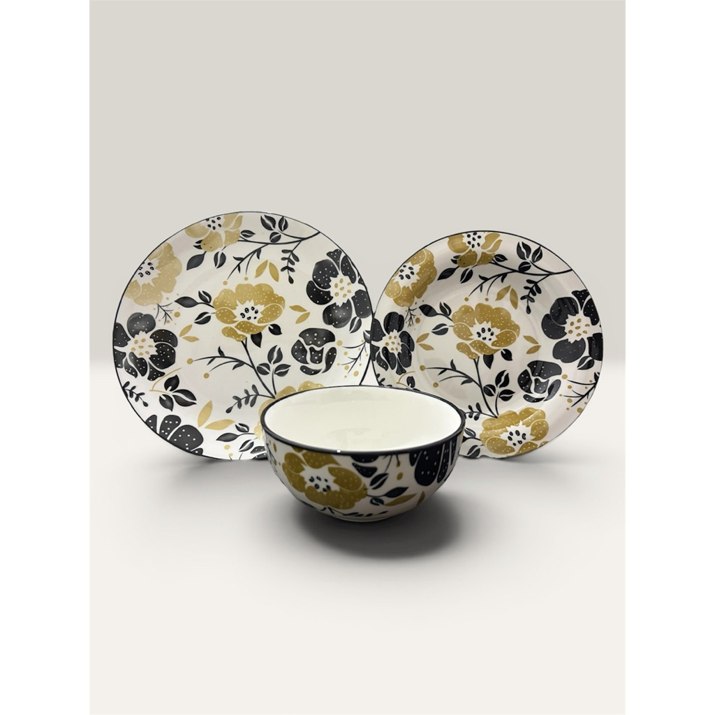 Piring / Mangkok Makan Keramik Hokita motif Bunga Mawar