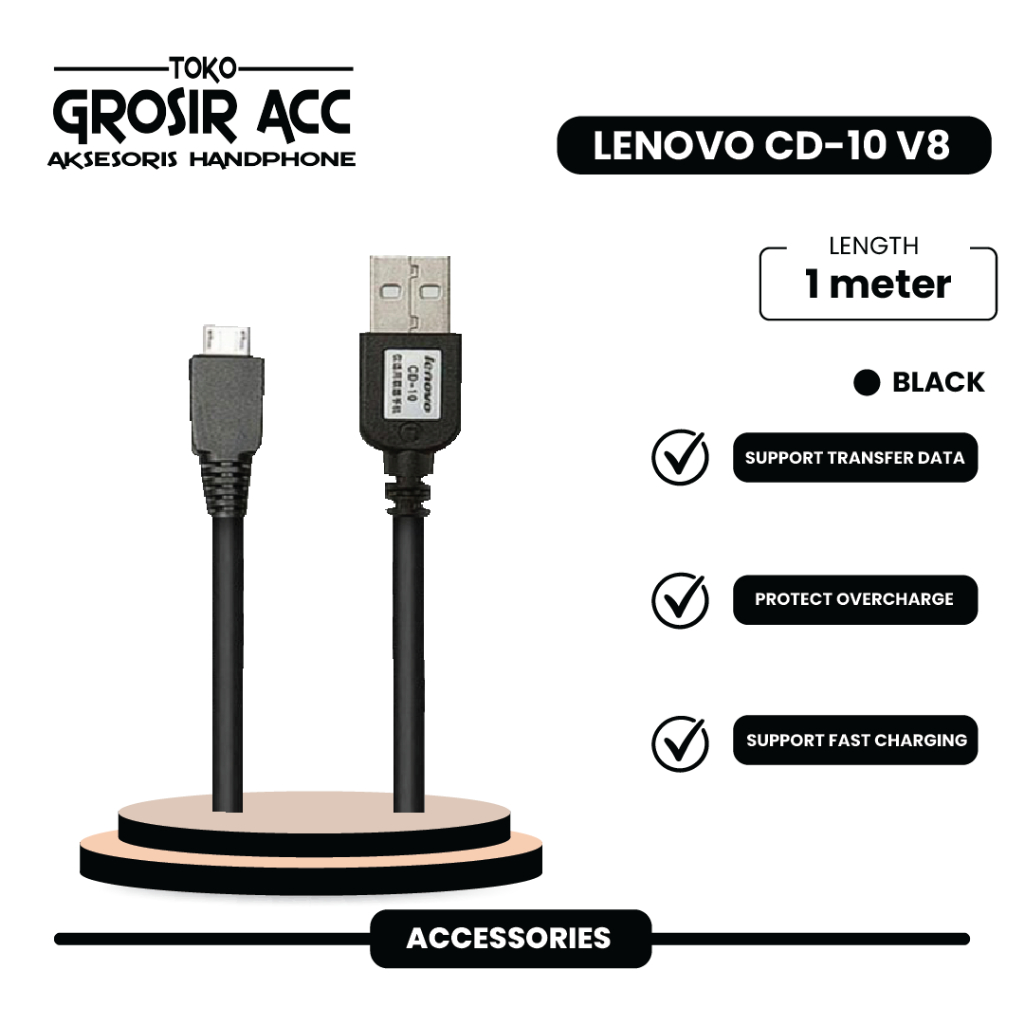Ready Stok Kabel Data CD-10 For Lenovo MIcro USB Fast Charging For Lenovo A1000 / A2010 / A2020 / A6