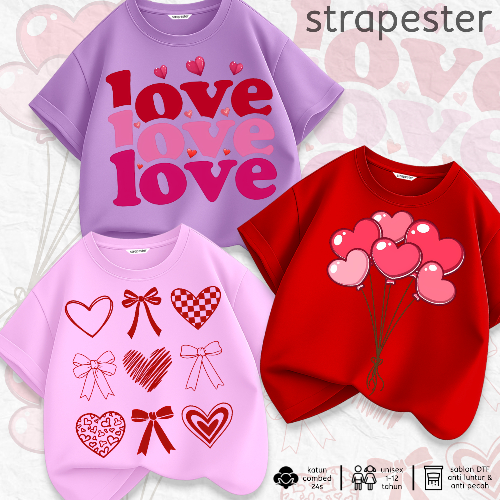 STRAPESTER - Kaos Anak Premium 1-12 Tahun | 100% Katun Tebal 24s | Baju Anak Laki Laki Perempuan LV2