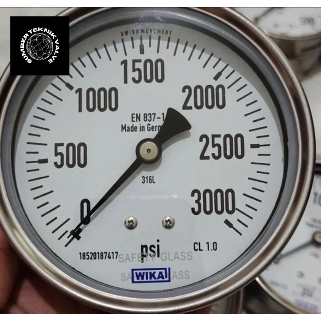 PRESSURE GAUGE WIKA 3000 psi 4" PAYUNG / PRESSURE GAUGE LOWER BACK 3000 psi STAINLESS 4 inch WIKA
