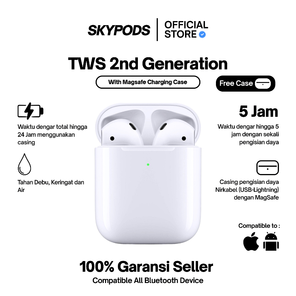 SkyPods GEN 2 Wireless Bluetooth Earphone TWS Mini Earbuds Headphone With Pop Up Animation