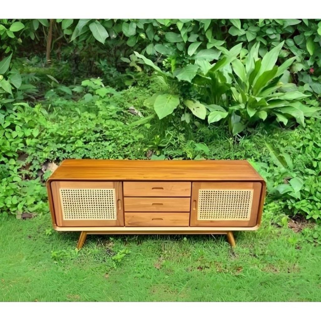 kabinet tv/meja tv rotan/bufet retro