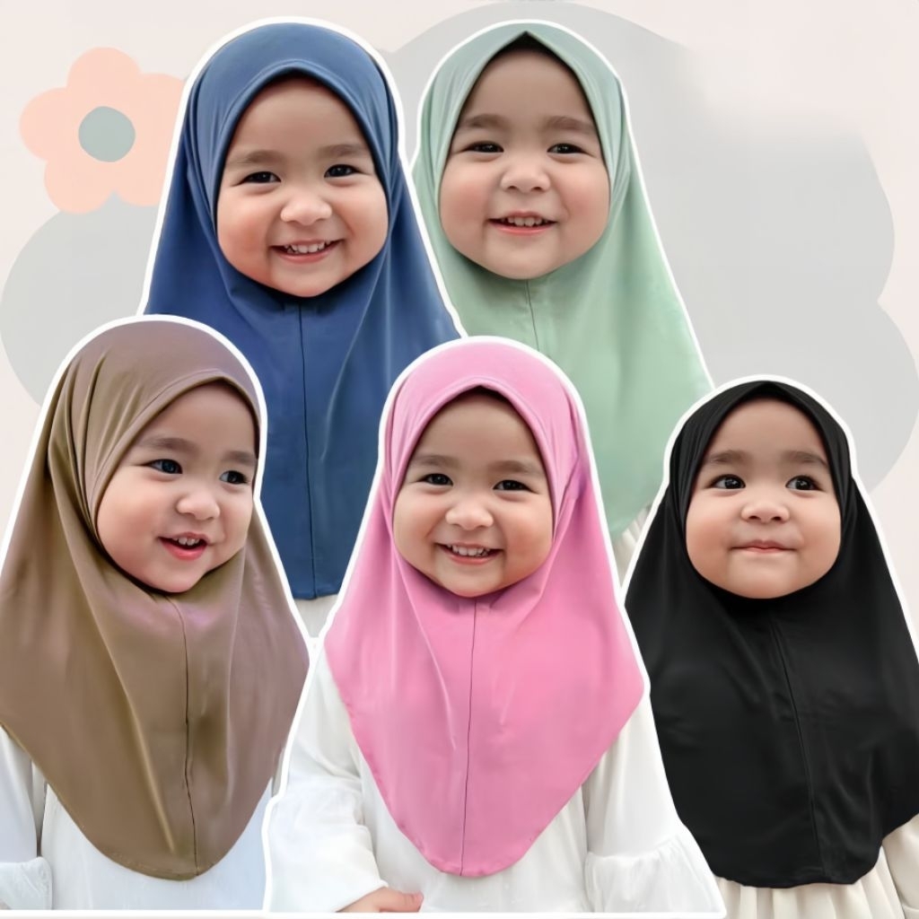 Jilbab Bergo Malay Anak ( NON PET ) Usia 3 - 7 Tahun Jersey Premium