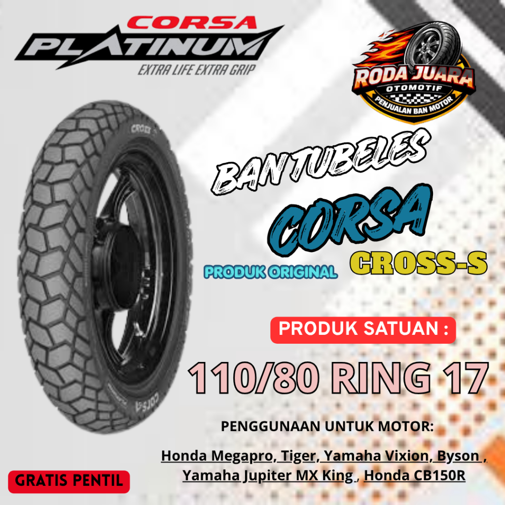 Ban Corsa Cross S 110/80-17 Tubeless Original Ban Motor Trail Ring 17