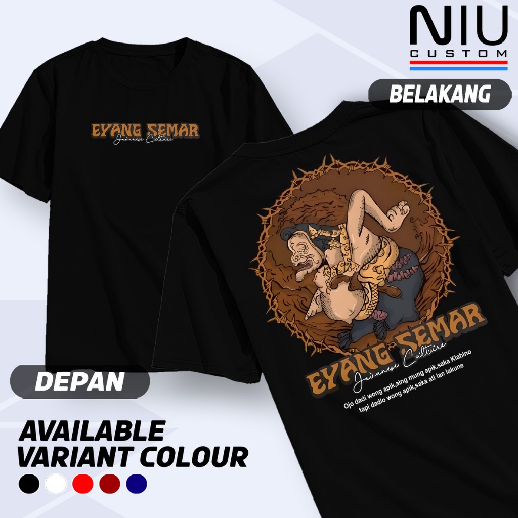 Kaos Jawa Eyang Semar - Baju Distro Bijak Jowo Wayang Punokawan Culture Budaya Jawa - Tshirt Kata Ka