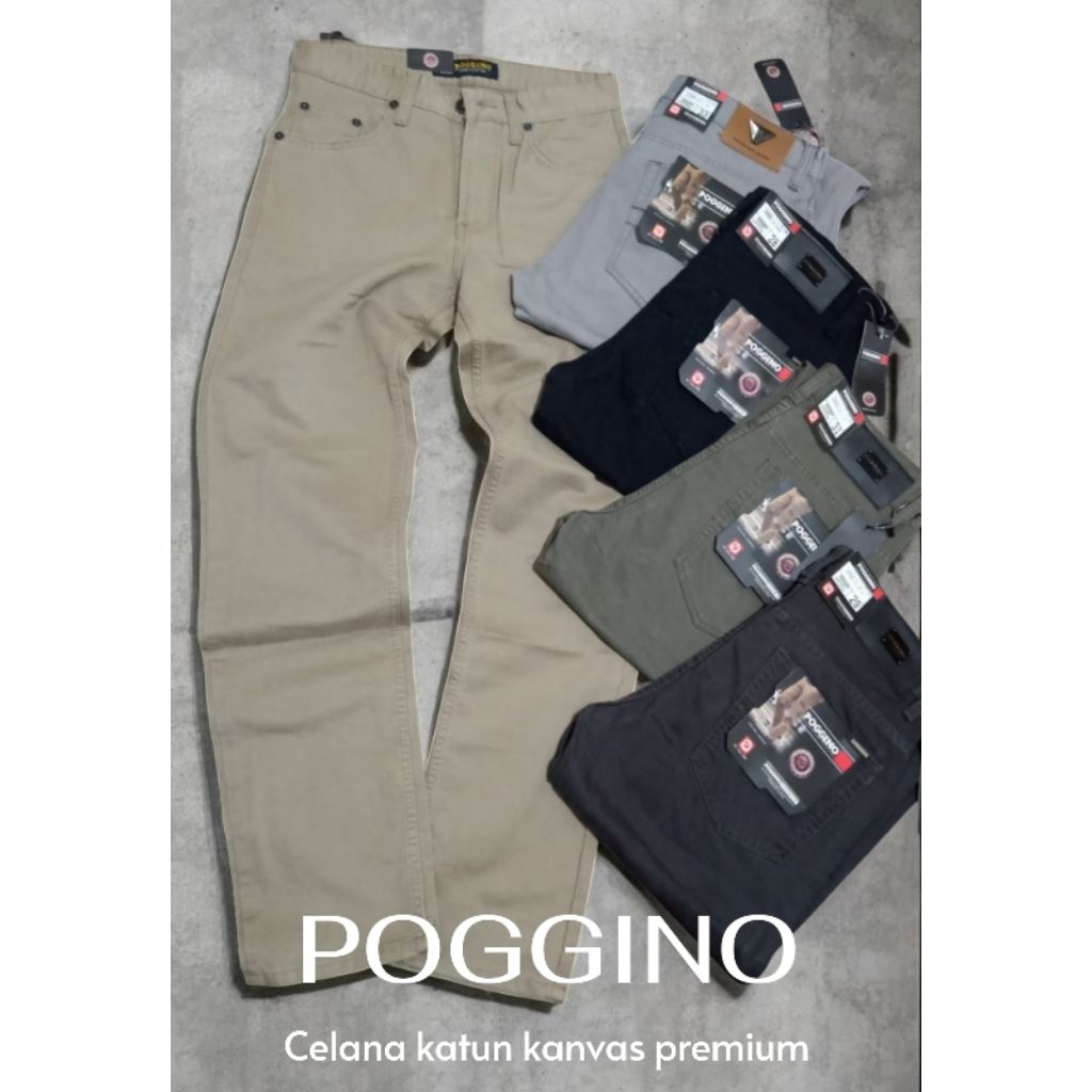(POGGINO) celana panjang katun kanvas poggino premium original