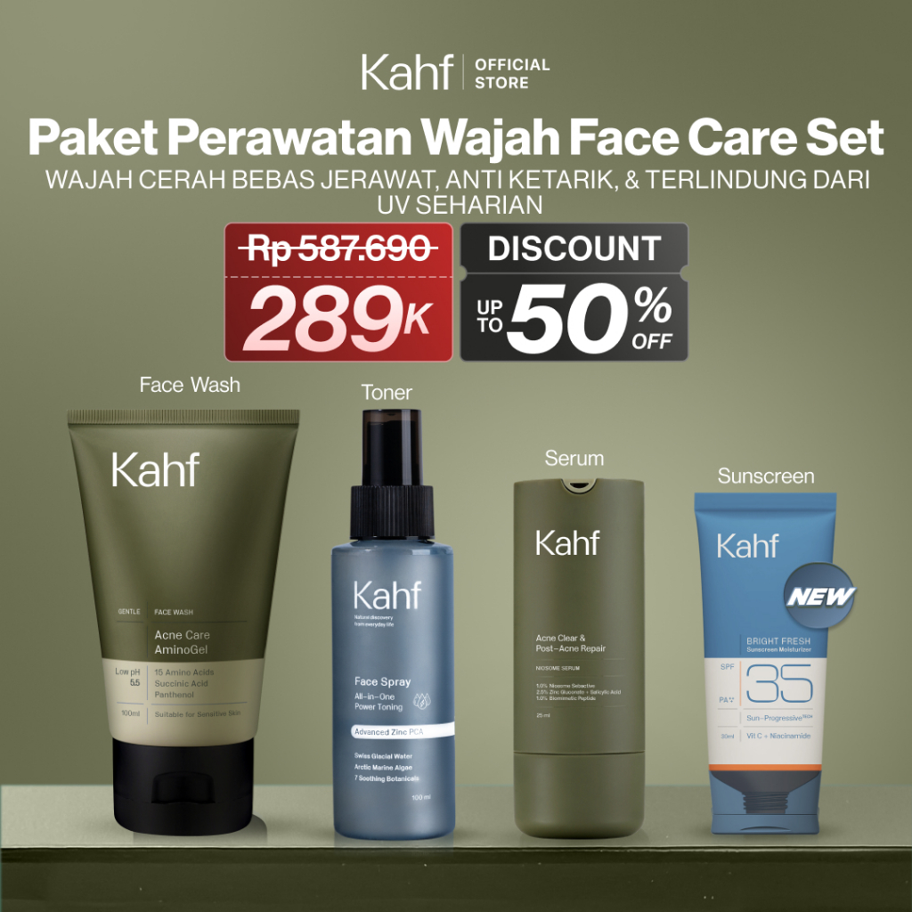 [CREATOR'S PICK - KAHF BUNDLE 4IN1 PAKET PERAWATAN WAJAH] Paket Face Care Expert Complete Kit (Face 