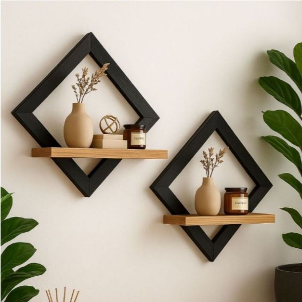 ESK Rak dinding kayu aesthetic/Rak pot dinding aesthetic