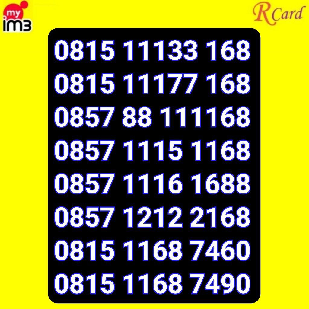 Perdana Nomor Cantik Indosat im3 ilufa 1212 2168 168 1688 168 7460 7490 111168