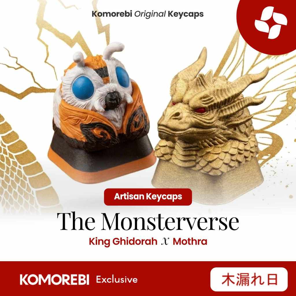 Artisan Keycap Kaiju Monsterverse King Ghidorah Mothra 3 Headed Dragon Bundle Komorebi Original Keyc
