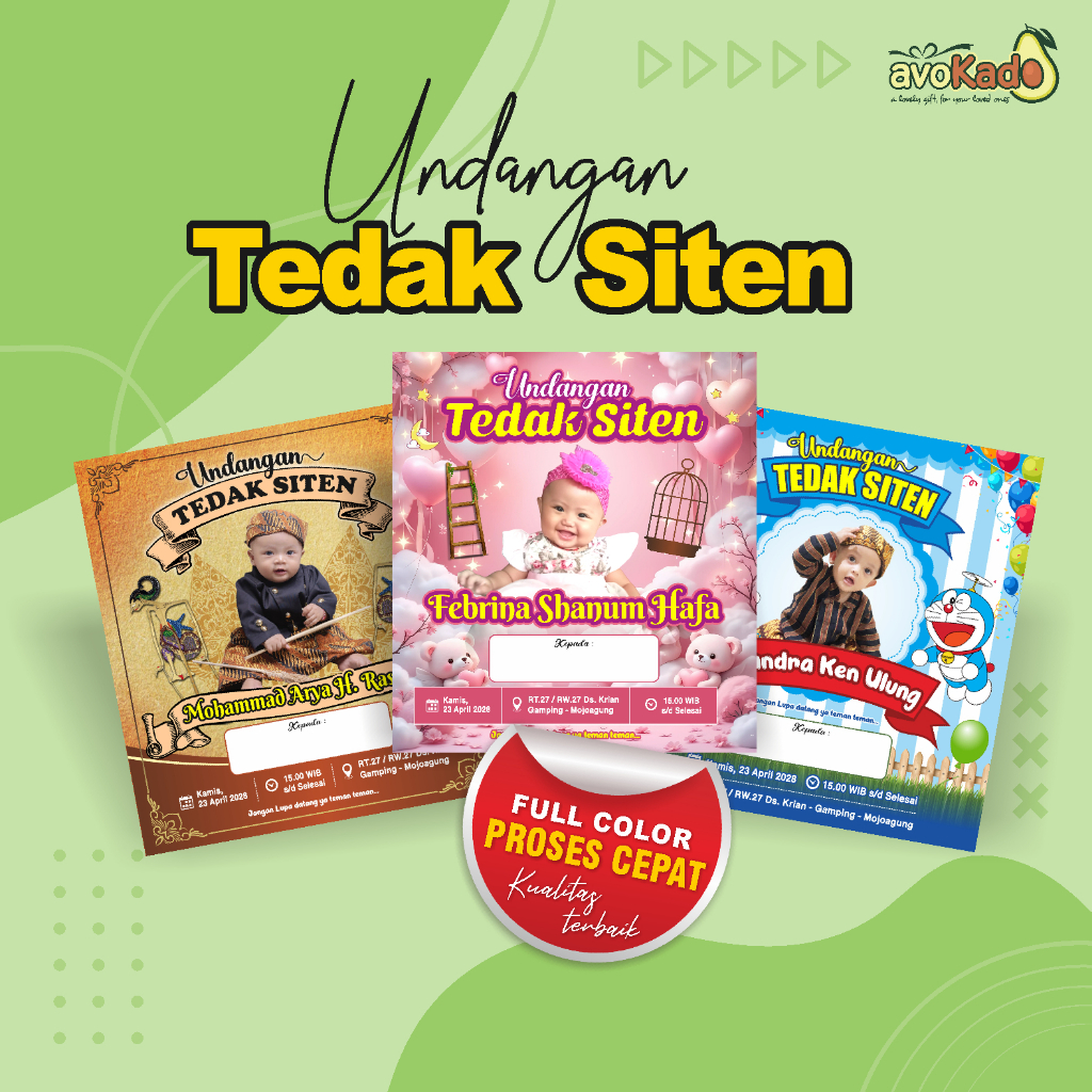 Undangan Tedak Siten + Plastik - Kartu Ucapan Tasyakuran Custom Foto