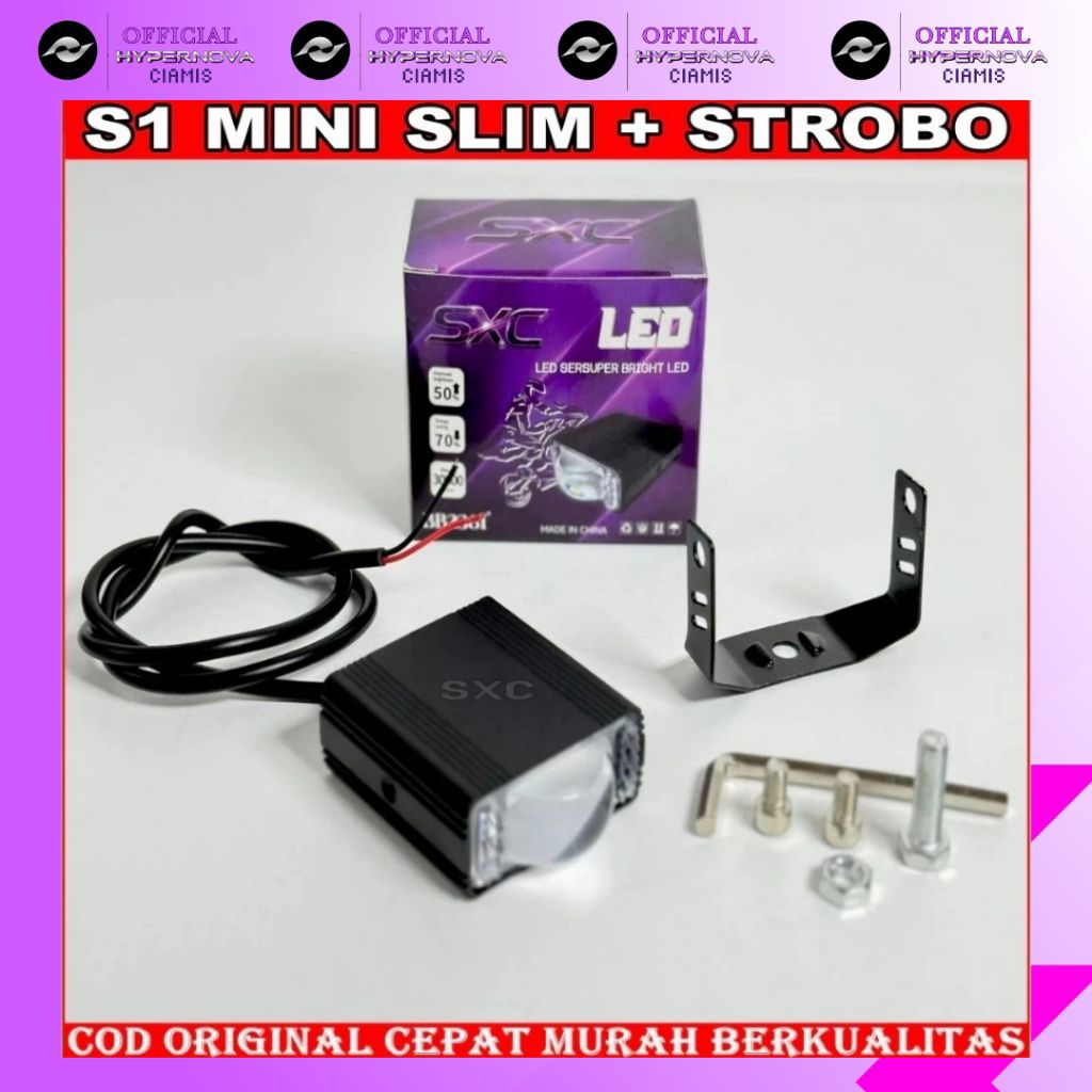 LAMPU TEMBAK LED SLIM S1 SXC 4 MODE FLASH D2 D3 KUNING PUTIH WATERPROOF MINI LASER SLIM SXC