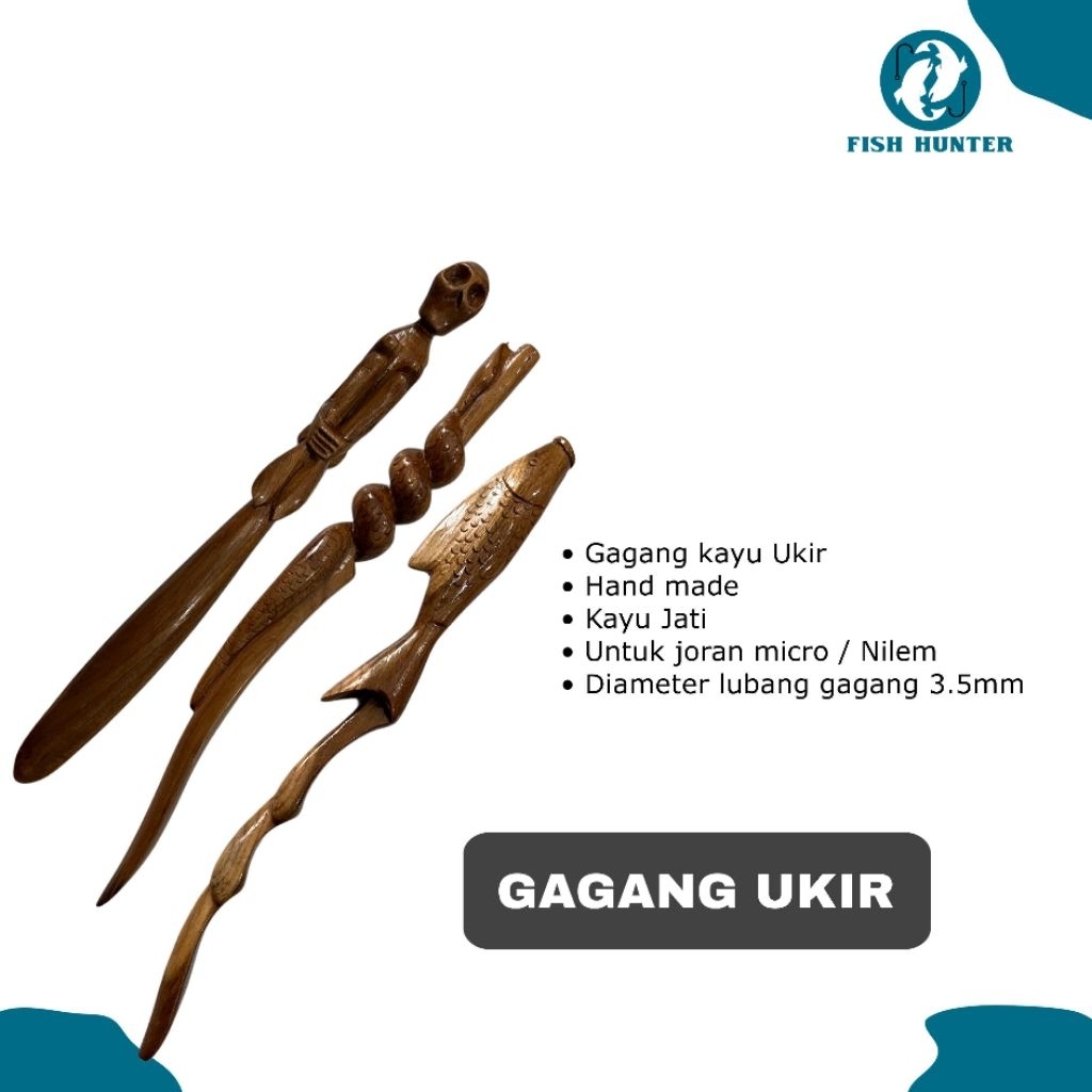 Gagang joran microfishing ukir kayu jati | gagang joran nilem wader