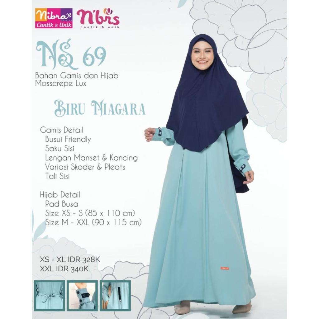 SALE ONE SET GAMIS NIBRAS NS 69 BIRU NIAGARA - GAMIS MOSSCREPE LUX