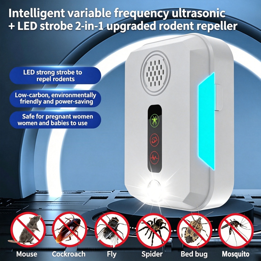 New ultrasonic rodent repellent with black technology, powerful rodent repellent with three speed va