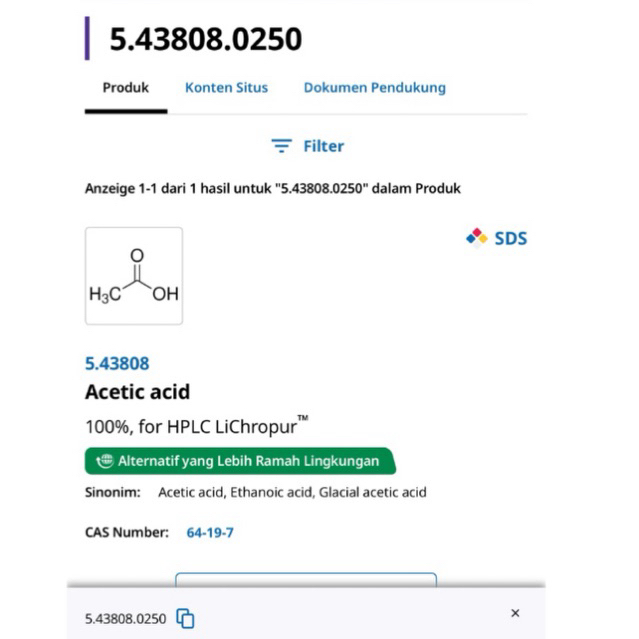 Acetic Acid HPLC  Merck 5.43808.0250