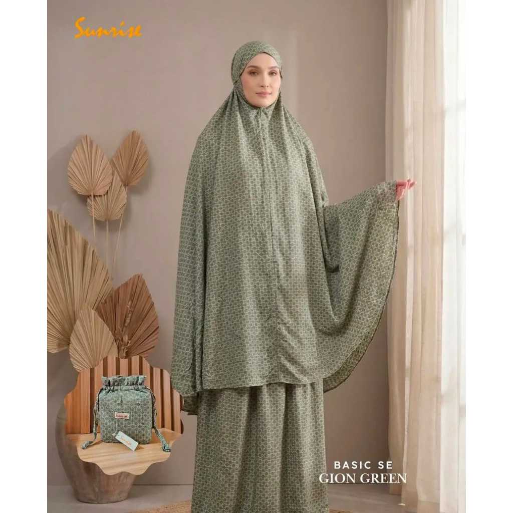 Mukena Sunrise - Gion Green - Mukena Dewasa Rayon Premium