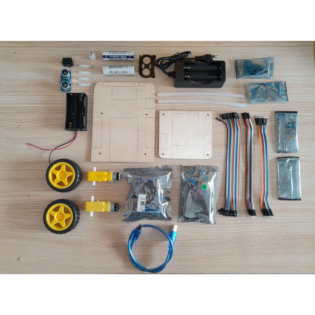 Robot Arduino Beroda Multifungsi Praktek Robotik Line Follower / Robot Cahaya / Penghindar Rintangan