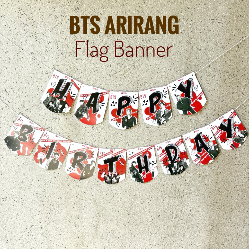 BTS Flag Banner Bunting Happy Birthday Dekorasi Pesta Hiasan Ulang Tahun