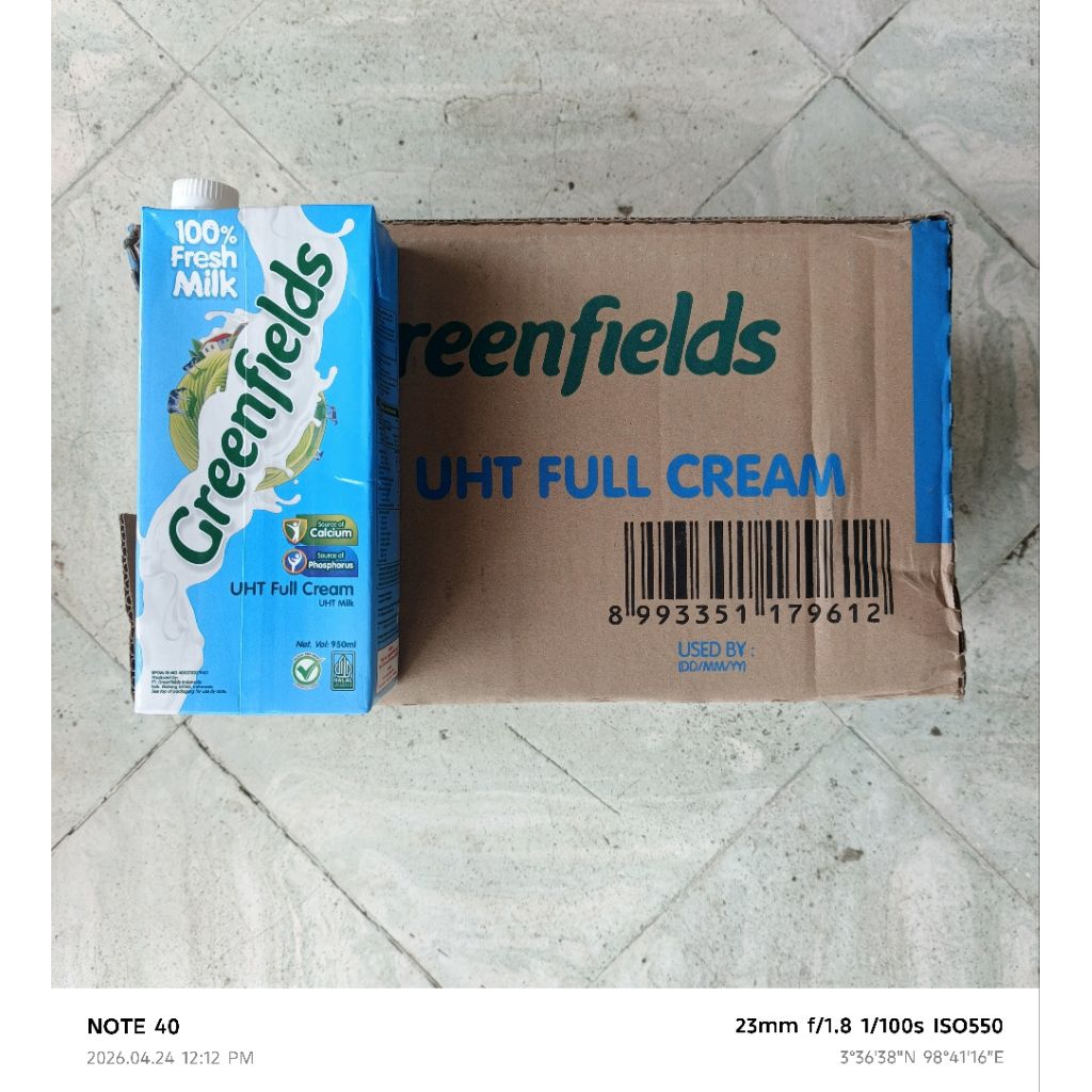 GREENFIELDS 950ML ~  SUSU UHT FULLCREAM (1KARTON)