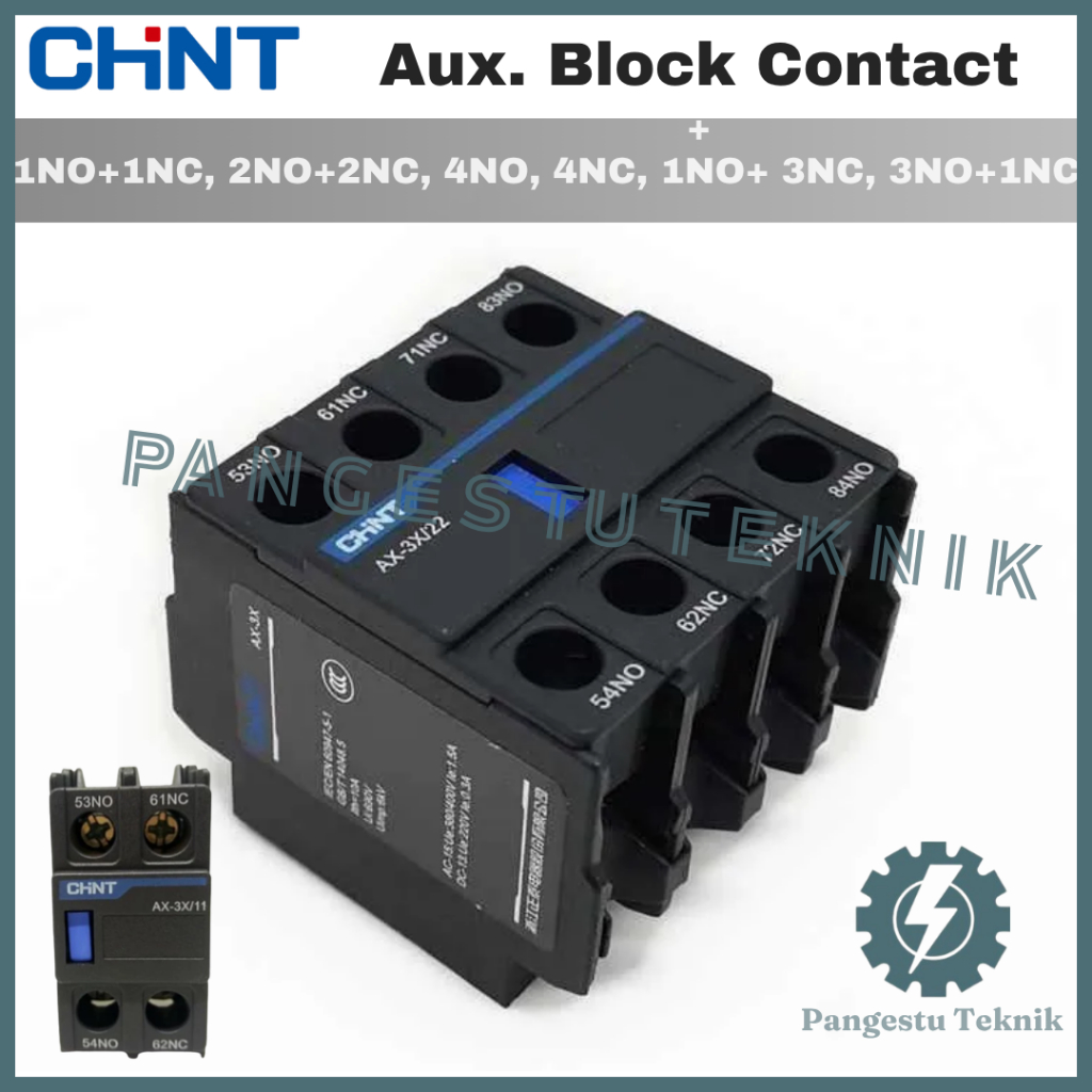 CHINT Auxiliary Block Contact AX-3X / 1NO+1NC 2NO+2NC 4NO 4NC 1NO+3NC 3NO+1NC