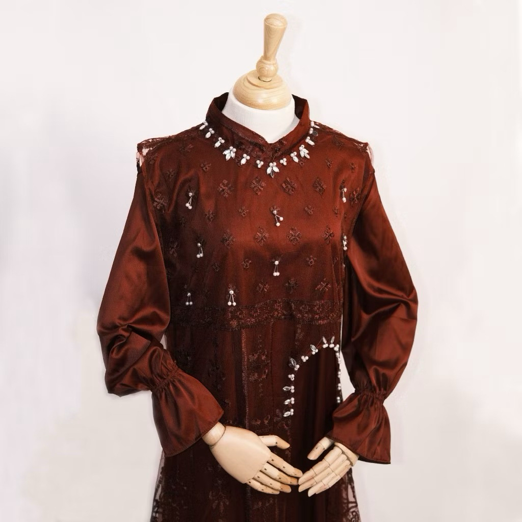 Safiyya Dress Brokat Silk Aplikasi Payet Gaun Pesta Kondangan Lebaran Muslim