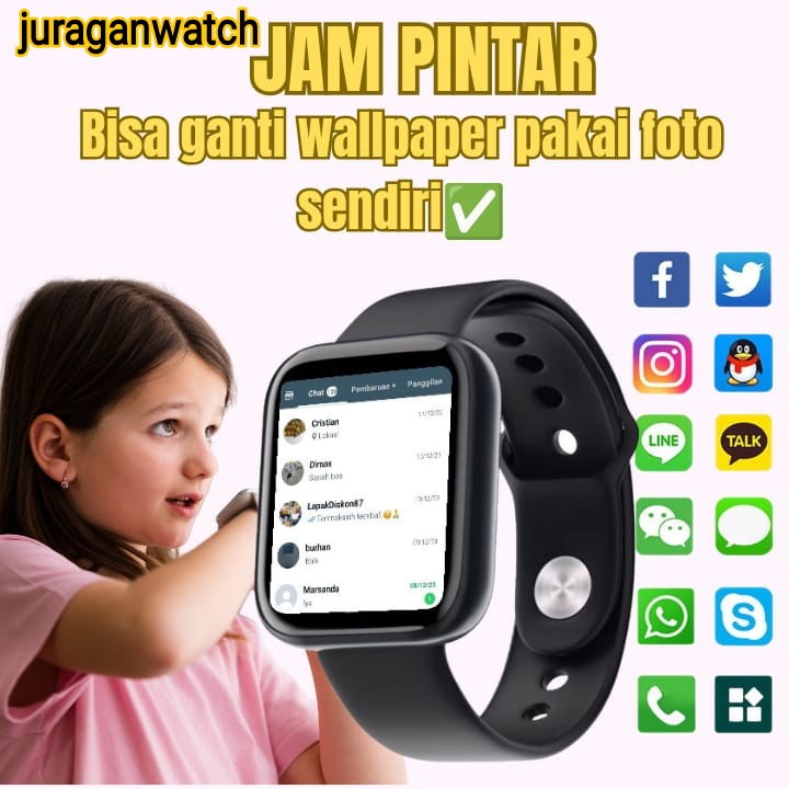 Jam Tangan Pintar Hp Anak Android Smartwatch Y68 Notif Whatsapp Wa telephone panggilan Sms Pelacak K