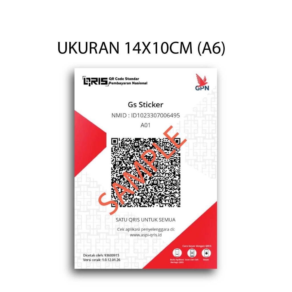 Stiker QRIS / Kode QR Bank & E-Wallet Premium - Anti Air, Luntur & Gores - Laminasi Glossy