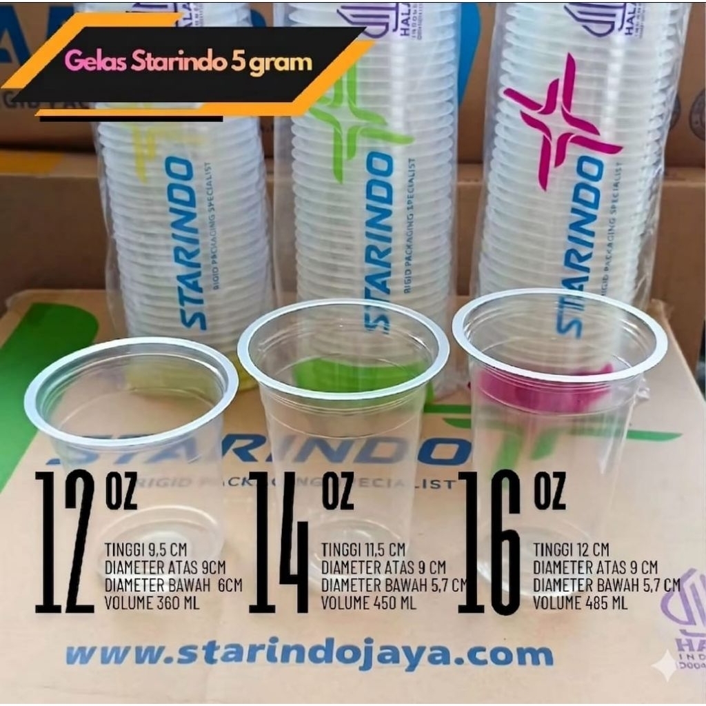 Cup Starindo 12Oz 14 Oz 16 Oz Tanpa tutup