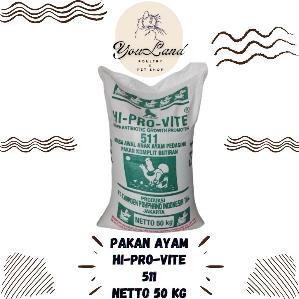 Pakan Ayam Pedaging HI-PRO-VITE 511 / Pur Ayam Pedaging 511 Kemasan Zak 50kg