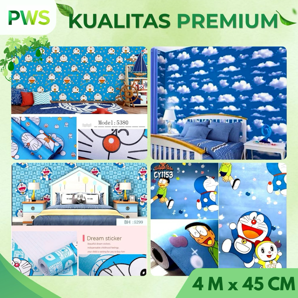 Wallpaper Dinding Doraemon Wallpaper Dinding Kamar Anak Estetik Wallpaper Dinding Karakter Anak