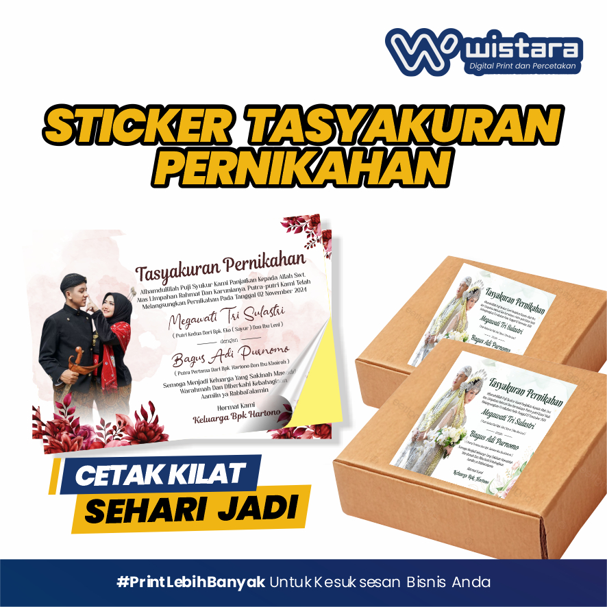 Stiker Custom Tasyakuran Pernikahan, Walimahan, Label Nasi Kotak & Foto Unduh Mantu