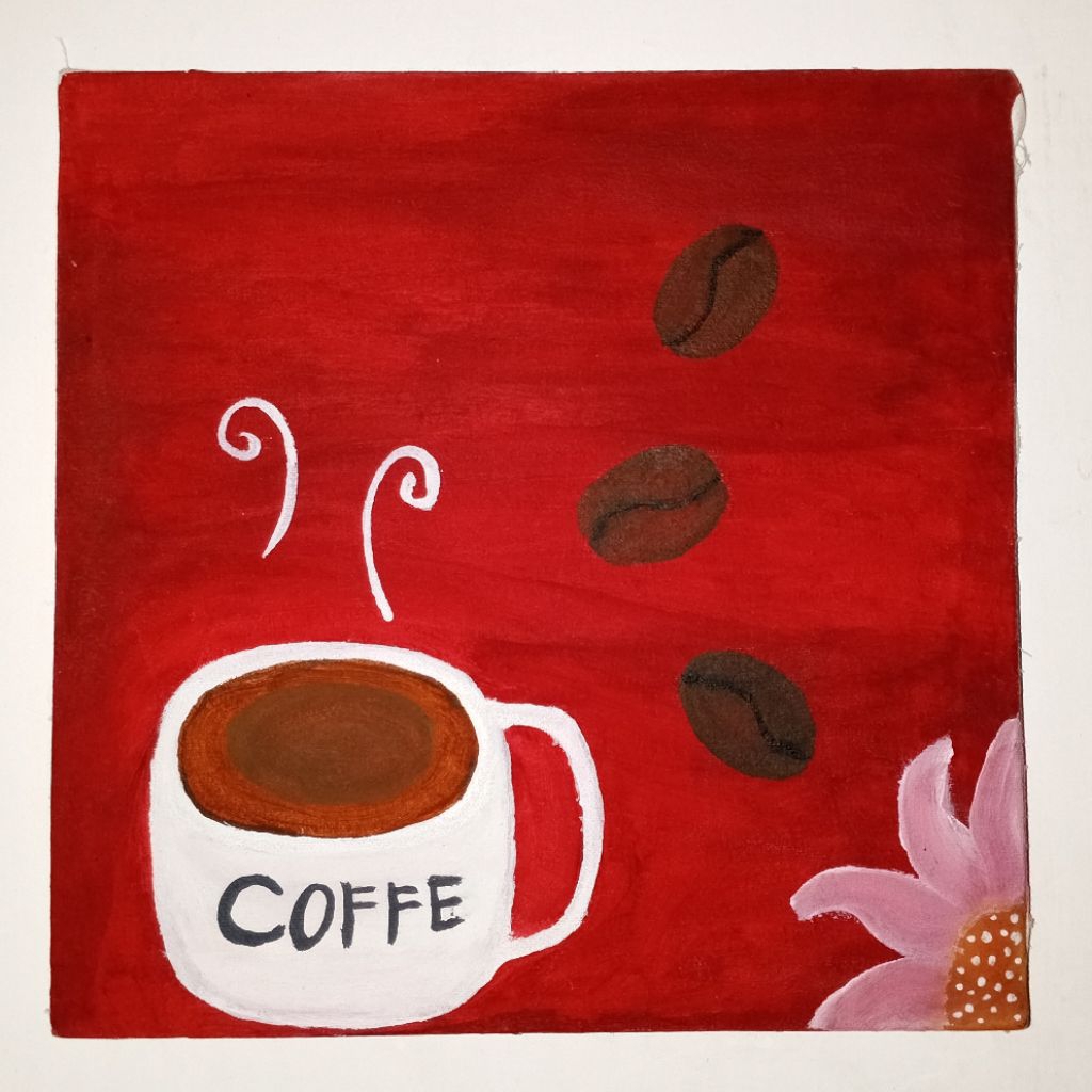 lukisan berjudul secangkir kopi wangi