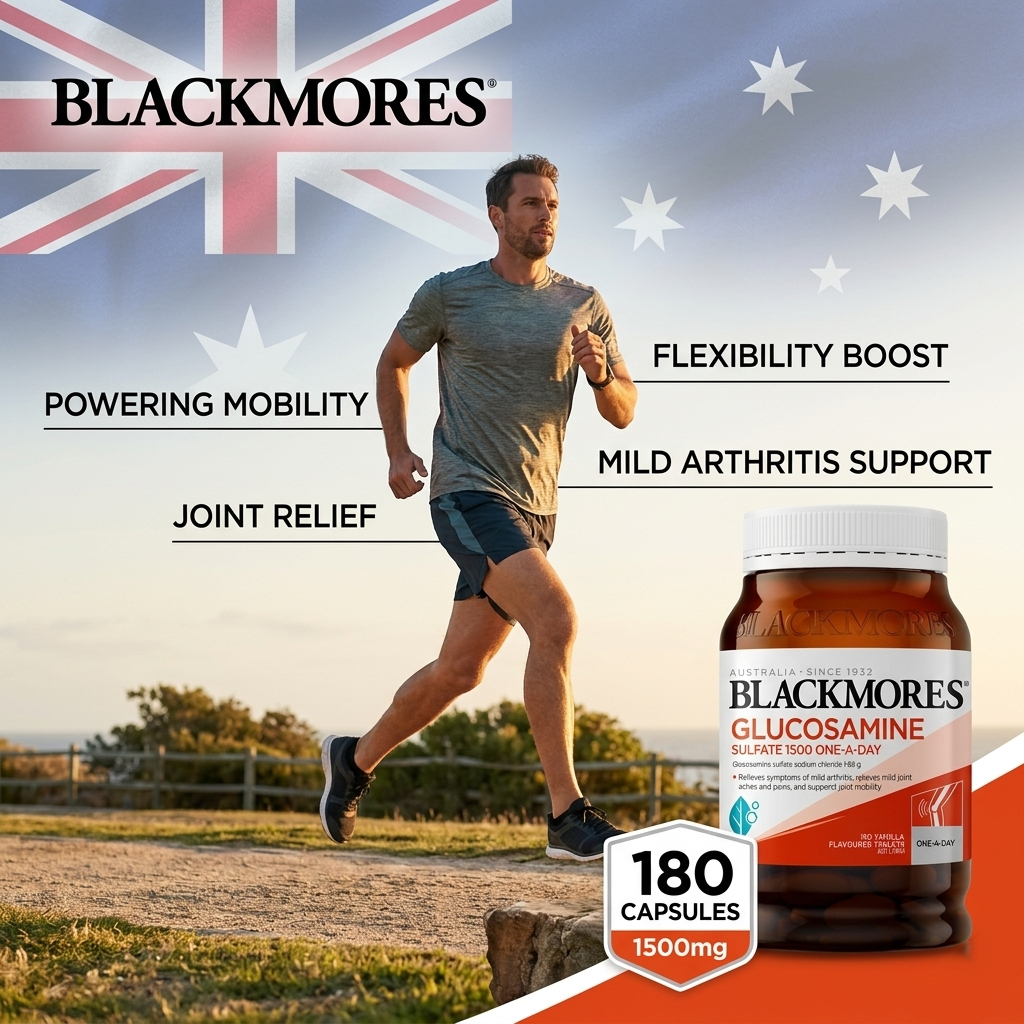 Blackmores Glukosamin Sulfat 1500 One-A-Day 180 Kapsul Suplemen Sendi Nyeri Lutut BPOM Halal Asli Au