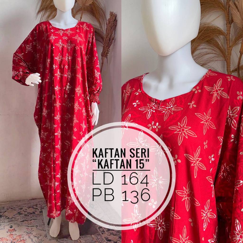 Gamis Kaftan Batik Cap Pekalongan Long Dress Jumbo Busui Rayon Super Adem Lowo Lengan Panjang LAMOZA