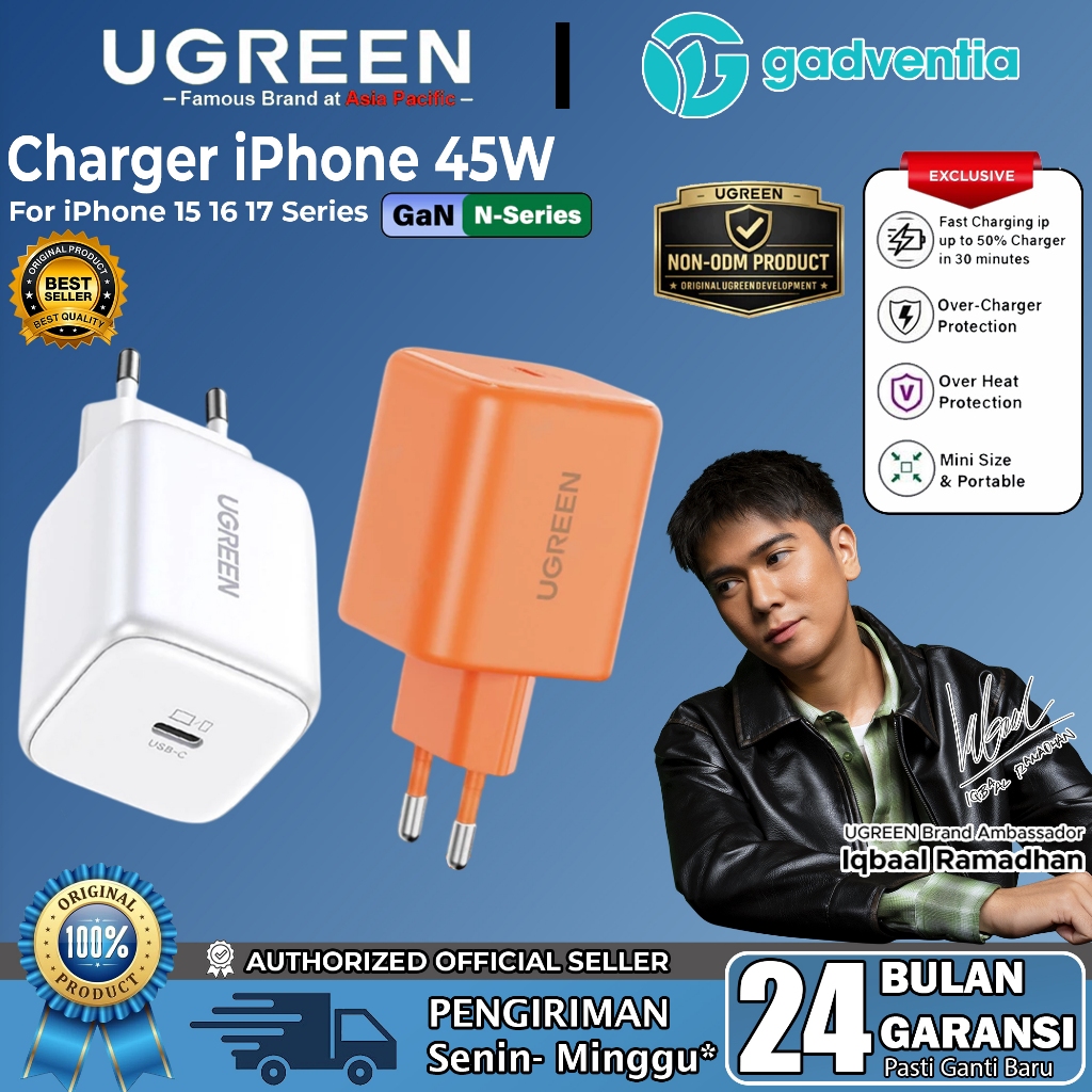 UGREEN GaN N Kepala Charger Type C For iPhone 17 17 Pro 17 Pro Max Android Fast Charging 30W 40W 45W