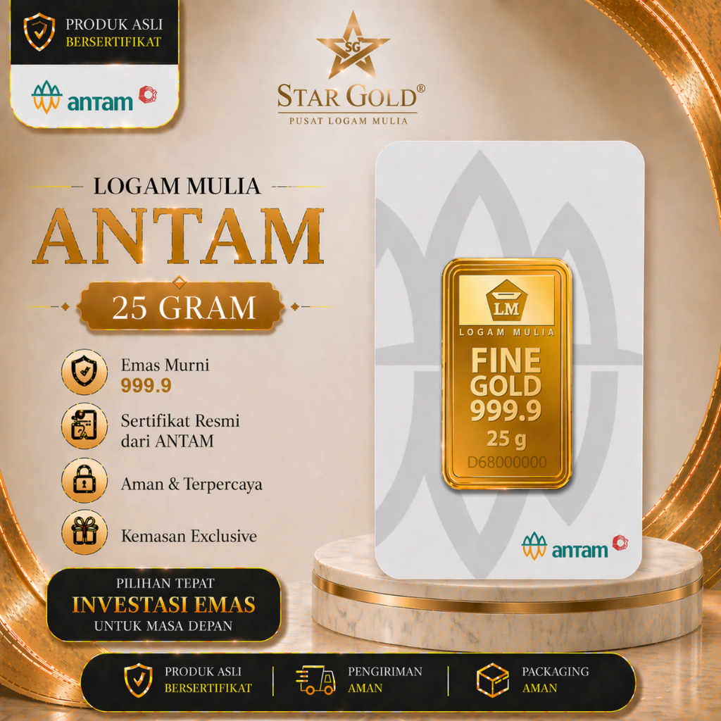Star Gold Logam Mulia Antam Press ( LM ) 25GR 25 Gram