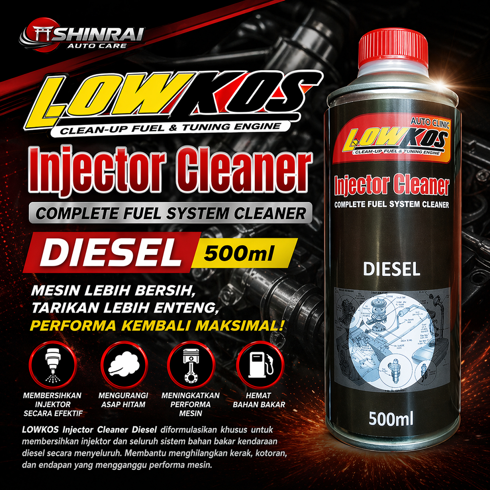 LOWKOS Injector Cleaner Diesel 500ml – Pembersih Injektor & Fuel System Mobil Diesel