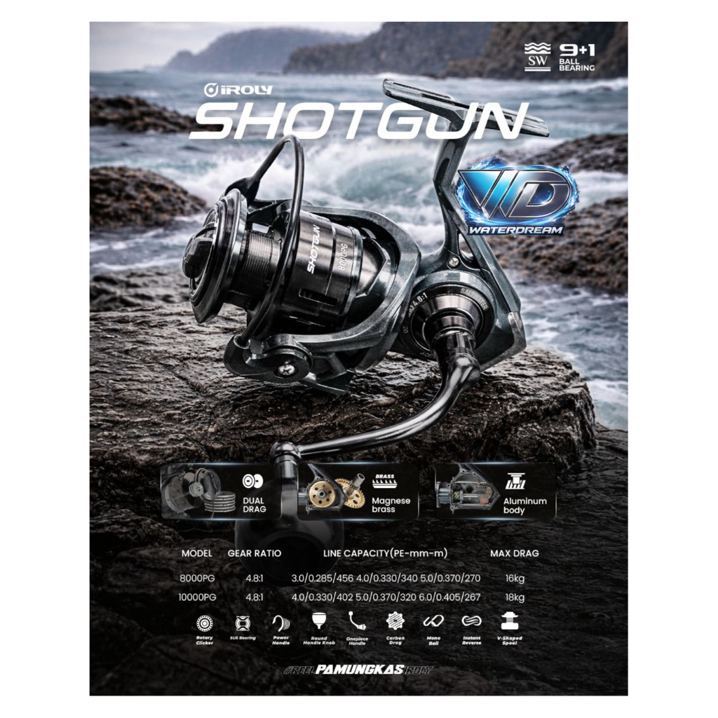 REEL IROLY SHOTGUN 8000PG 10000PG ALUMINIUM BODY - POWER HANDLE