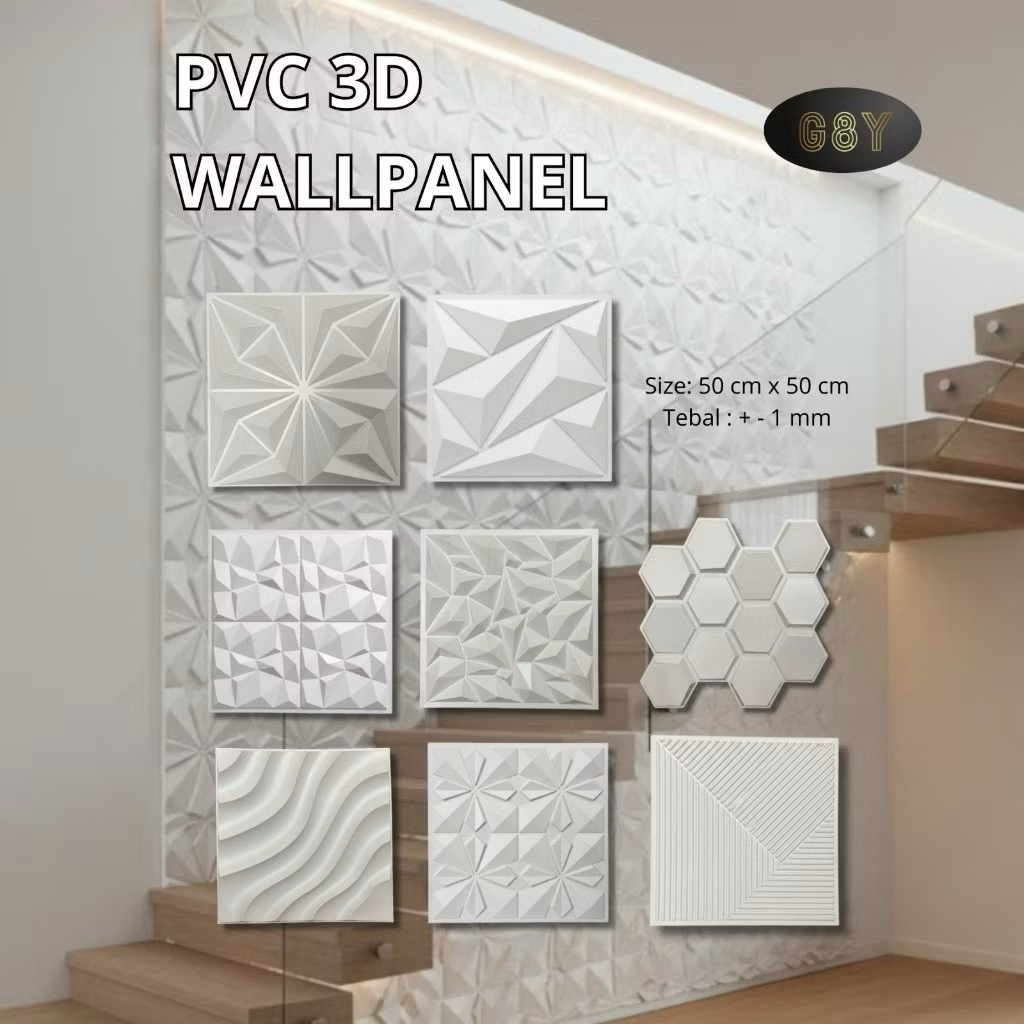 Wall Panel 3D PVC 50cm x 50cm / Wall panel PVC 3D / Wall Panel 3D PVC Interior Dinding