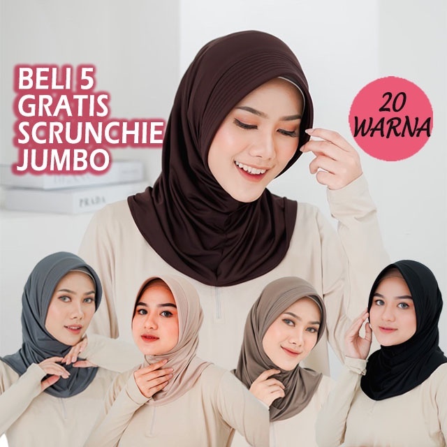 Bergo Sport Pet Tebal/ Hijab Sport Ukuran S M L XL Menutup Dada/Hijab bergo Pet Besar