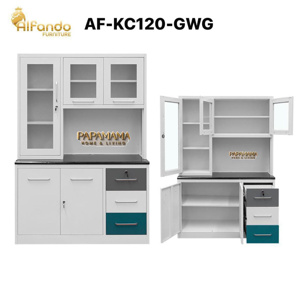 Lemari Sayur Besi 3 Pintu - Rak Dapur Kitchen Set Besi UK.120cm