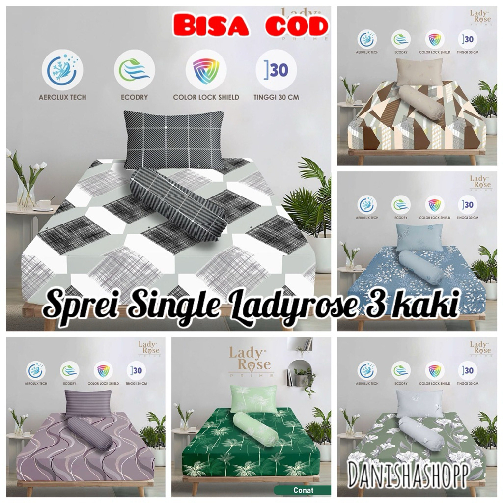 Motif TERBARU Sprei Single ladyrose 100X200 / sprei 3 kaki Tinggi 30 cm / sprei anak / sprei asrama 