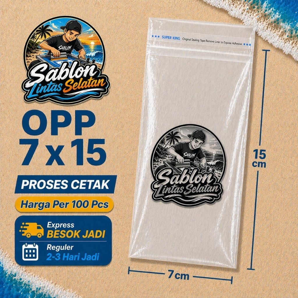 100 Pcs Plastik Sablon OPP 7x15 [GRATIS DESAIN]