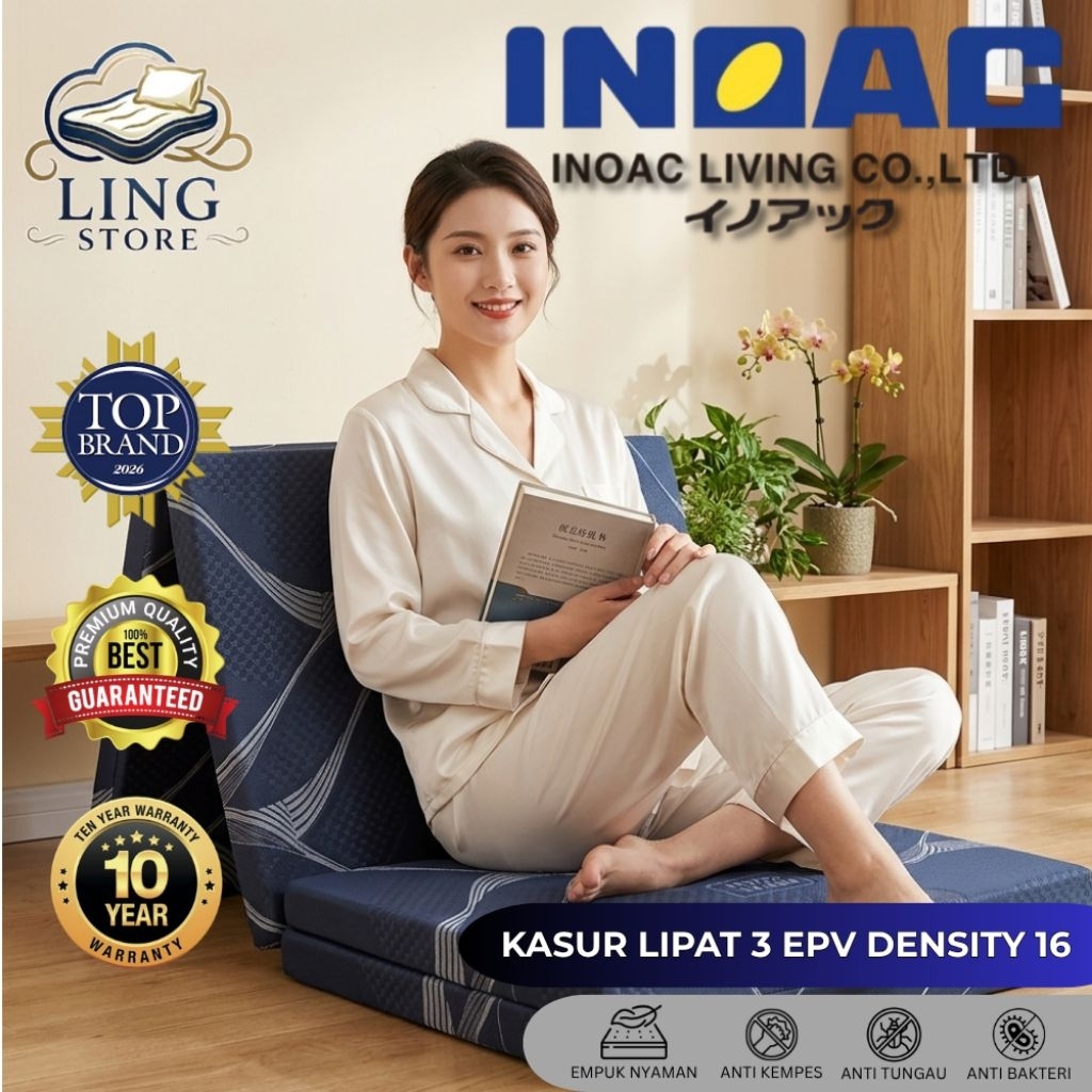 Kasur Busa INOAC Lipat 3 Tripod ORIGINAL EPV Density 16 Garansi 10 Tahun Dijamin Ori 100% Nomor 1 Ku