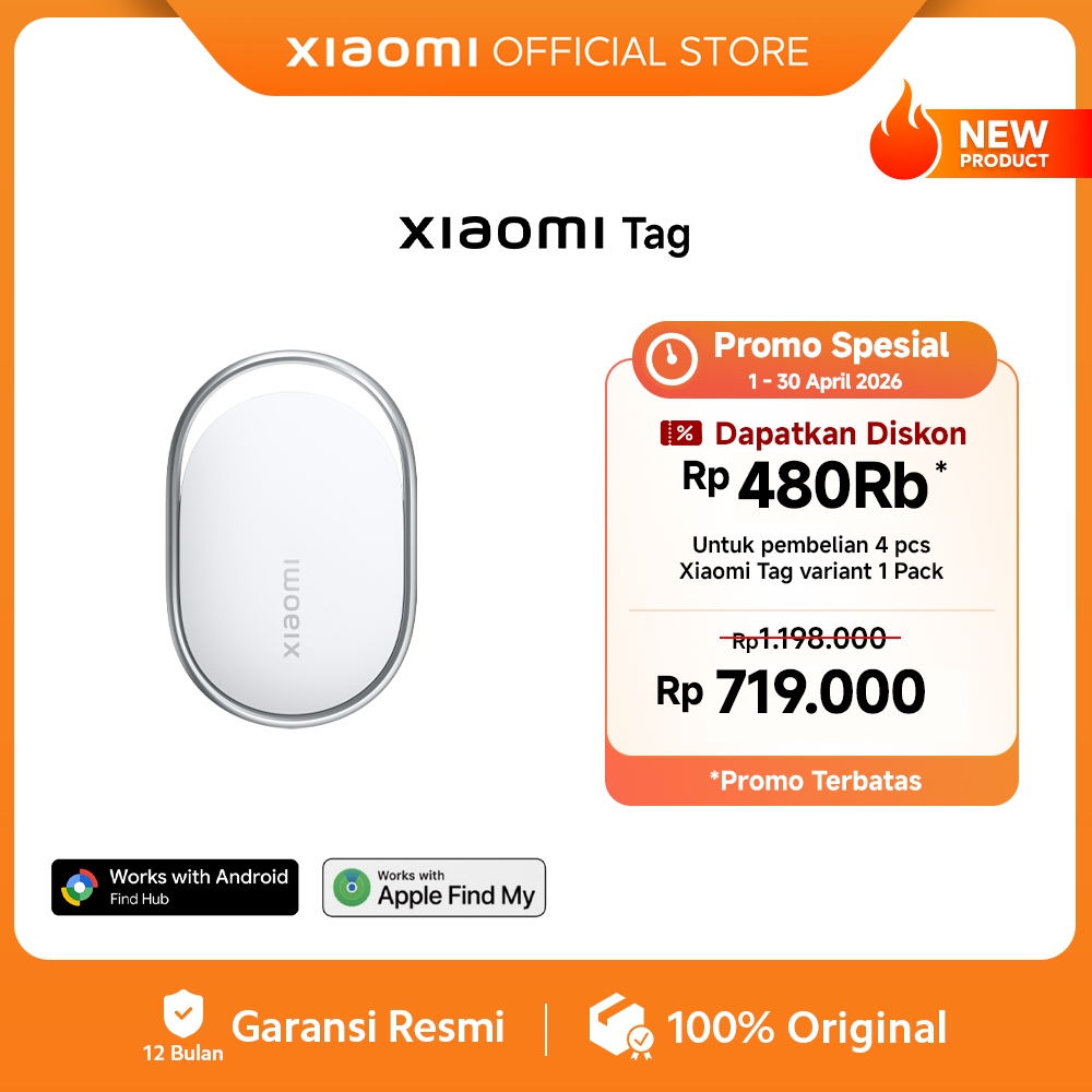 Xiaomi Tag | Support Apple Find My & Google Find Hub | Lacak Barang Jarak Jauh | Baterai Tahan Lama 